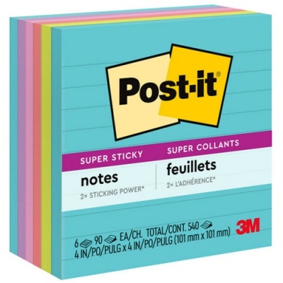 Post-it Super Sticky Lined Notes - Supernova Neons Color Collection (6756SSMIA)