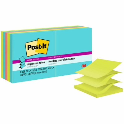 Post-it Super Sticky Dispenser Notes - Supernova Neons Color Collection (R33010SSMIA)