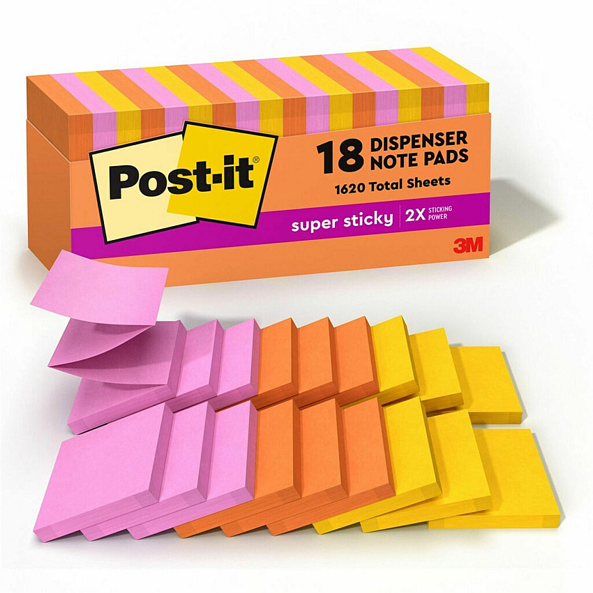 Post-it Super Sticky Dispenser Notes - Energy Boost Color Collection (MMMR33018SSAUCP)