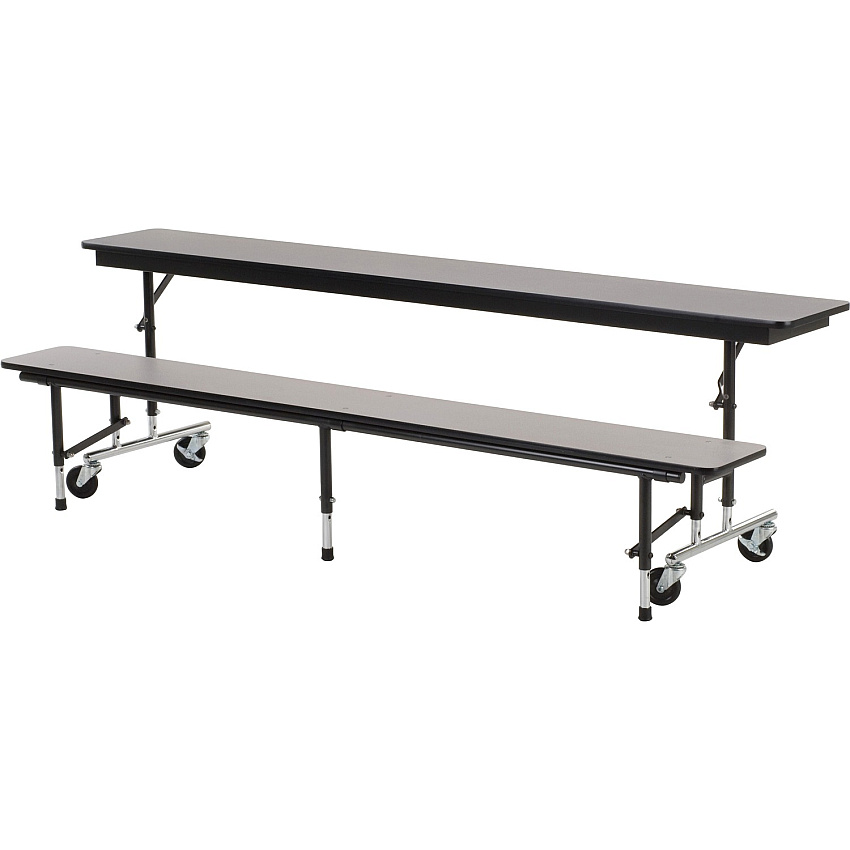 Virco MTC Series Mobile Convertible Bench Table 96" x 15" Top (MTC8GYNEBBLK)