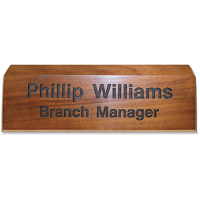 Xstamper Engraved Walnut Desk Sign (K82)