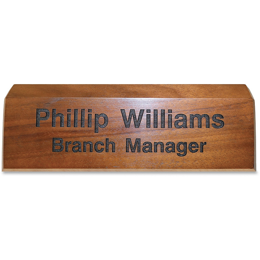 Xstamper Engraved Walnut Desk Sign (K82)