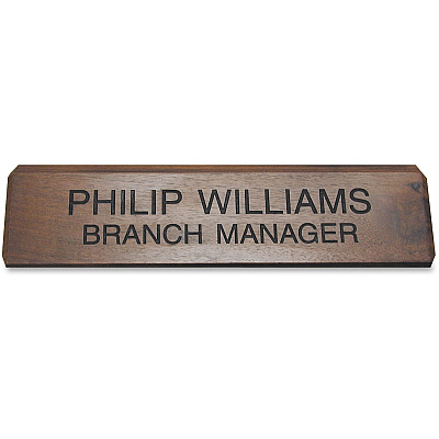 Xstamper Engraved Walnut Desk Sign (K83)