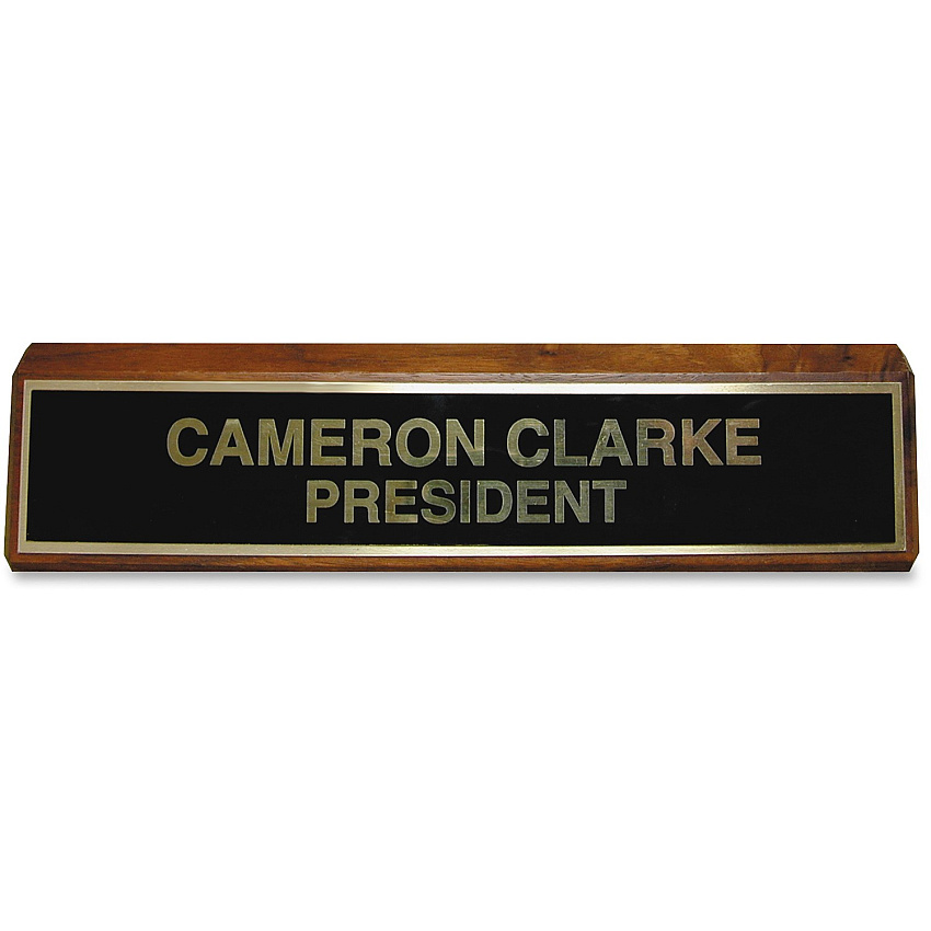 Xstamper Wood Base Brass Plated Desk Sign (K89)