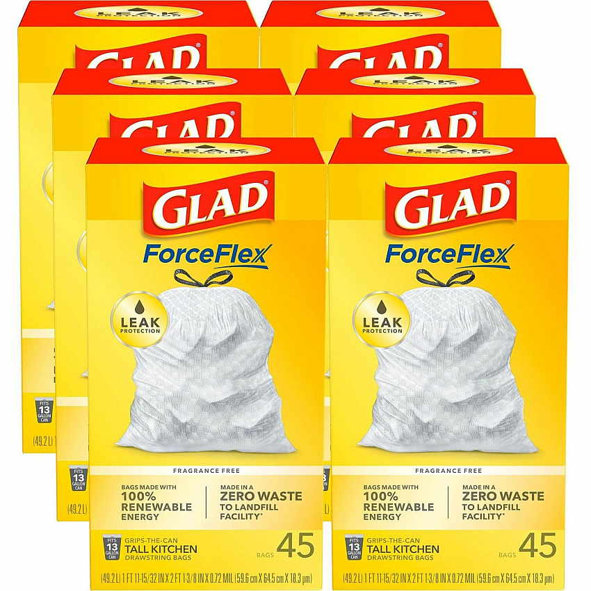 Glad ForceFlex Tall Kitchen Drawstring Trash Bags (CLO78362CT)