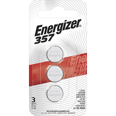 Energizer 357/303 Silver Oxide Button Battery 3-Packs (EVE357BPZ3CT)