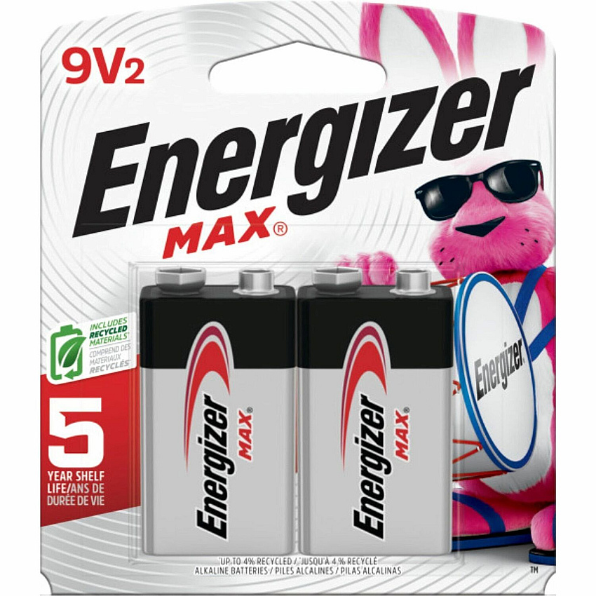 Energizer 9-Volt MAX Alkaline Batteries, 2-Packs (EVE522BP2CT)