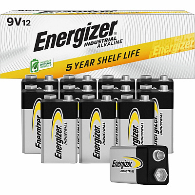 Energizer 9-Volt Industrial Alkaline Batteries, 12-Pack (EVEEN22CT)