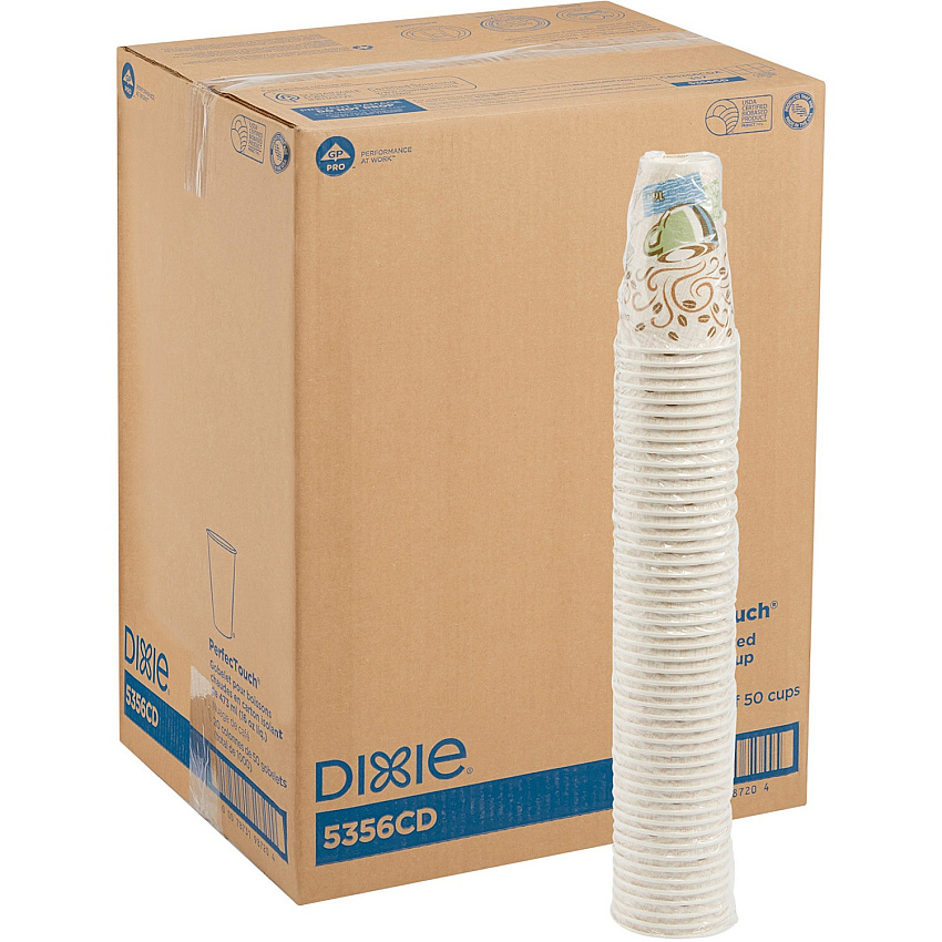 Dixie PerfecTouch 16 oz Insulated Paper Hot Coffee Cups by GP Pro (DXE5356CDCT)