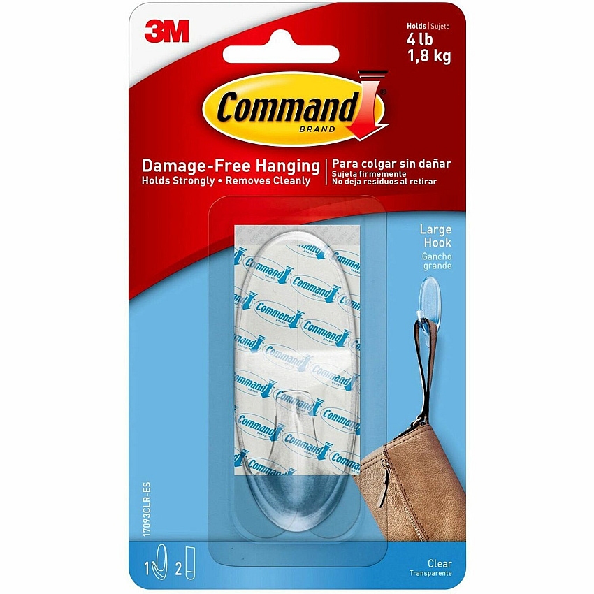 Command Large Hook with Clear Strips (MMM17093CLRES)