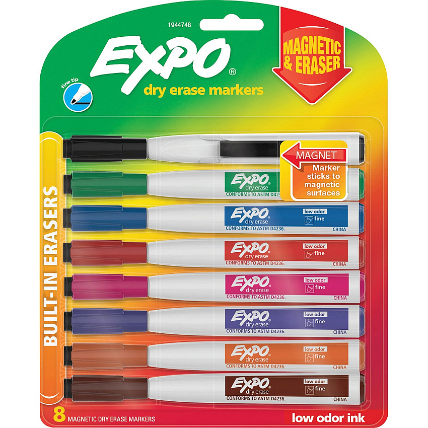EXPO Eraser Cap Fine Magnetic Dry Erase Markers (SAN1944748)