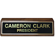 Xstamper Wood Base Brass Plated Desk Sign (K86)