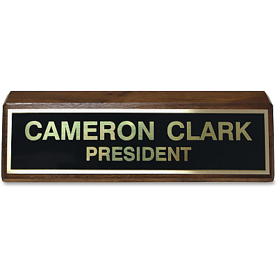 Xstamper Wood Base Brass Plated Desk Sign (K86)