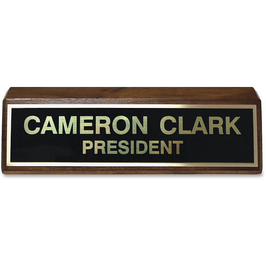 Xstamper Wood Base Brass Plated Desk Sign (K86)