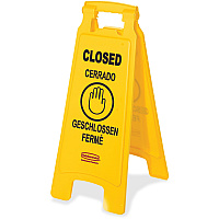 Rubbermaid Commercial Closed Multi-Lingual Floor Sign (RCP611278YWCT)