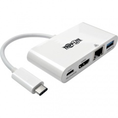 Tripp Lite USB C to HDMI Multiport Video Adapter Converter w/ USB-A Hub, USB-C PD Charging, Gigabit Ethernet Port, Thunderbolt 3 Compatible, USB Type C to HDMI, USB Type-C (U44406NHGUC)