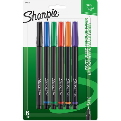 Sharpie 1742661 Black Ink with Gray / Black Barrel Fine Point Water  Resistant Plastic Point Stick Pen - 4/Pack