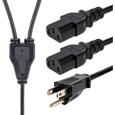 StarTech 10ft Power Y Cord, Nema 5-15p To 2x C13 (PXT101Y10)