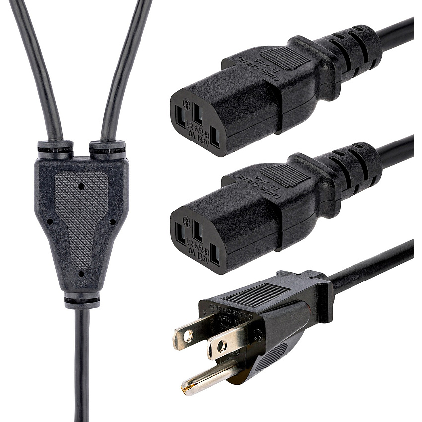 StarTech 10ft Power Y Cord, Nema 5-15p To 2x C13 (PXT101Y10)