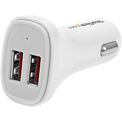 StarTech Dual Port Usb Car Charger - 24w / 4.8a (USB2PCARWHS)