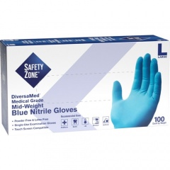 Safety Zone Powder Free Blue Nitrile Gloves (GNEPLG1)