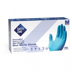 Safety Zone Powder Free Blue Nitrile Gloves (GNEPMD1)