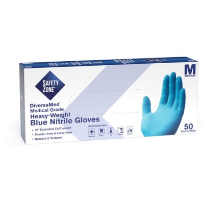 Safety Zone 12" Powder Free Blue Nitrile Gloves (GNEPMD5T8)