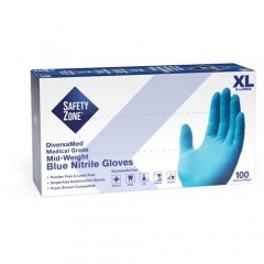 Safety Zone Powder Free Blue Nitrile Gloves (GNEPXL1)