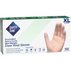 Safety Zone Powder Free Clear Vinyl Gloves (GVEPXL1C)