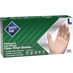 Safety Zone Powder Free Clear Vinyl Gloves (GVP9LGHH)
