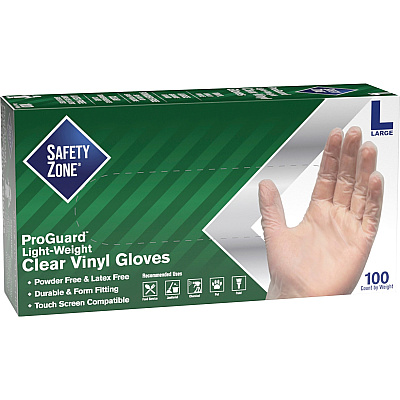 Safety Zone Powder Free Clear Vinyl Gloves (SZNGVP9LGHH)