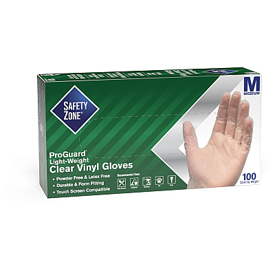 Safety Zone Powder Free Clear Vinyl Gloves (SZNGVP9MDHH)