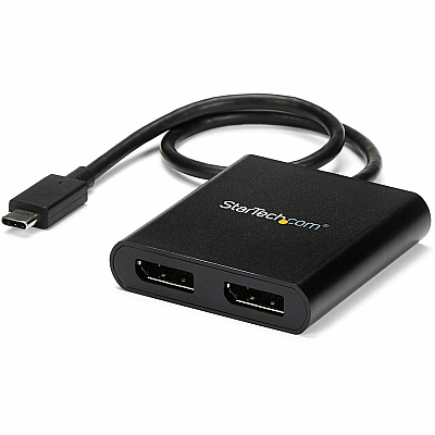 StarTech 2-port Usb-c To Displayport Mst Hub - 4k 30hz - Multi-stream Transport Hub For Usb C Windows Devices - Thunderbolt 3 Compatible (MSTCDP122DP)