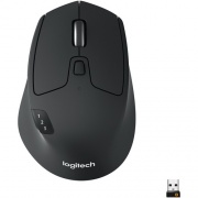 Logitech M720 Triathlon Multi-Device Wireless Mouse, Bluetooth, USB Unifying Receiver, 1000 DPI, 8 Buttons, 2-Year Battery, Compatible with Laptop, PC, Mac, iPadOS - Black (910004790)
