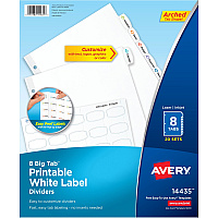 Avery Big Tab Printable White Label Dividers (AVE14435)