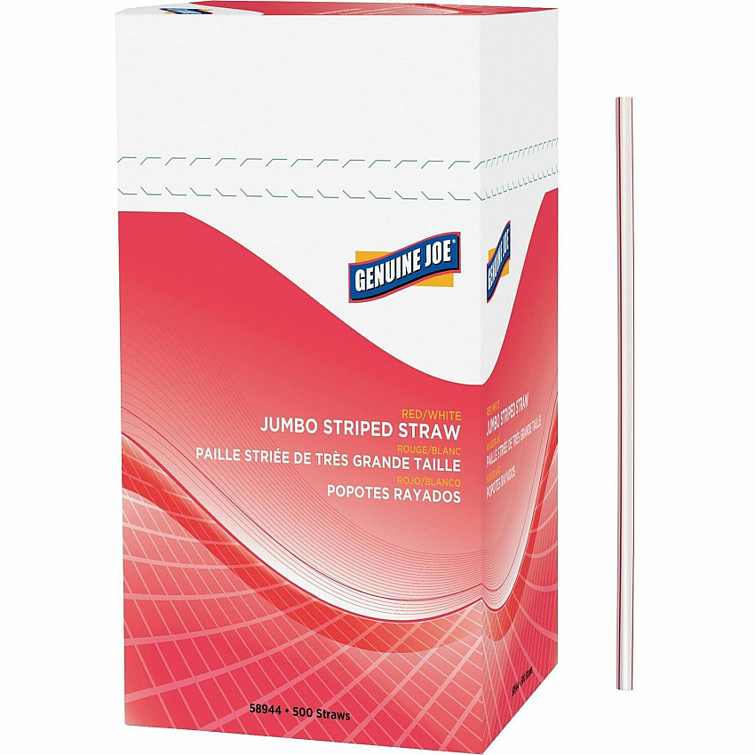 Genuine Joe Jumbo Striped Straws (GJO58944)