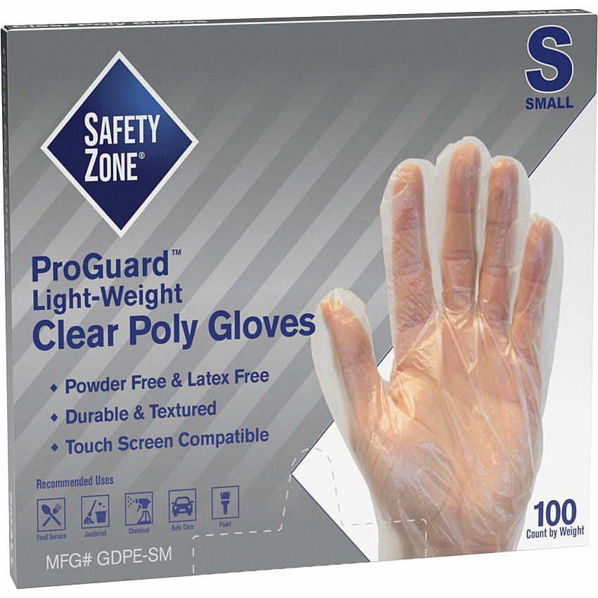Safety Zone Clear Powder Free Polyethylene Gloves (SZNGDPESM)