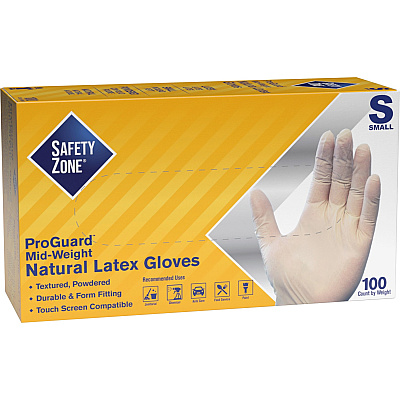 Safety Zone Powdered Natural Latex Gloves (SZNGRDRSM1T)