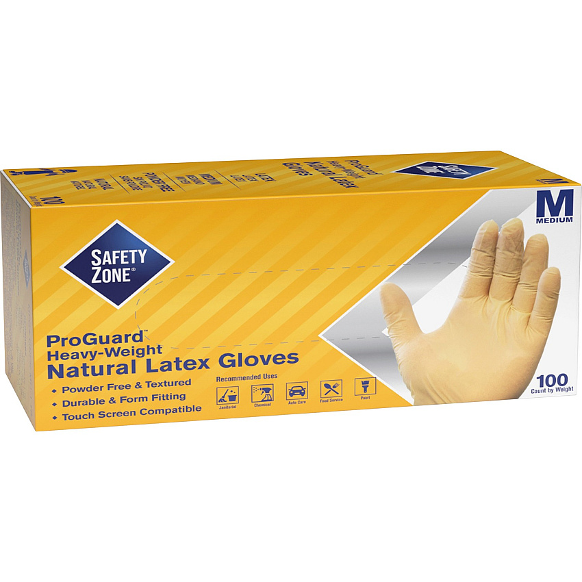 Safety Zone Powder Free Natural Latex Gloves (SZNGRPRMD1T8)