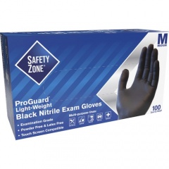 Safety Zone Powder Free Black Nitrile Gloves (GNPRMDBK)