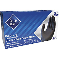 Safety Zone ProGuard Powder Free Nitrile Gloves, X-Large, Black, 100/Box (SZNGNPRXLBK)