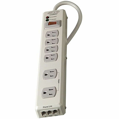 Belkin 6 Outlet Metal Surge Protector with 6ft Power Cord -1240 Joules - Beige (BLKF9H62006MTL)