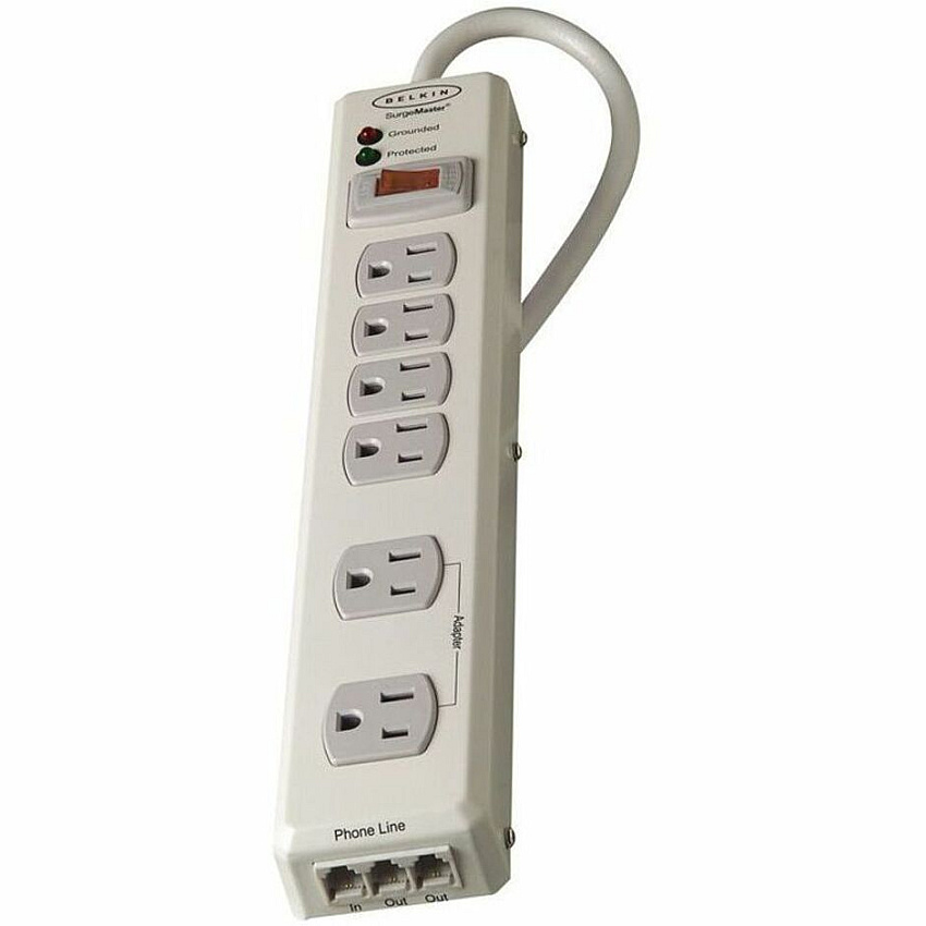 Belkin 6 Outlet Metal Surge Protector with 6ft Power Cord -1240 Joules - Beige (BLKF9H62006MTL)