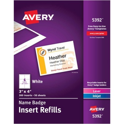 Avery Laser/Inkjet Badge Insert Refills (5392)
