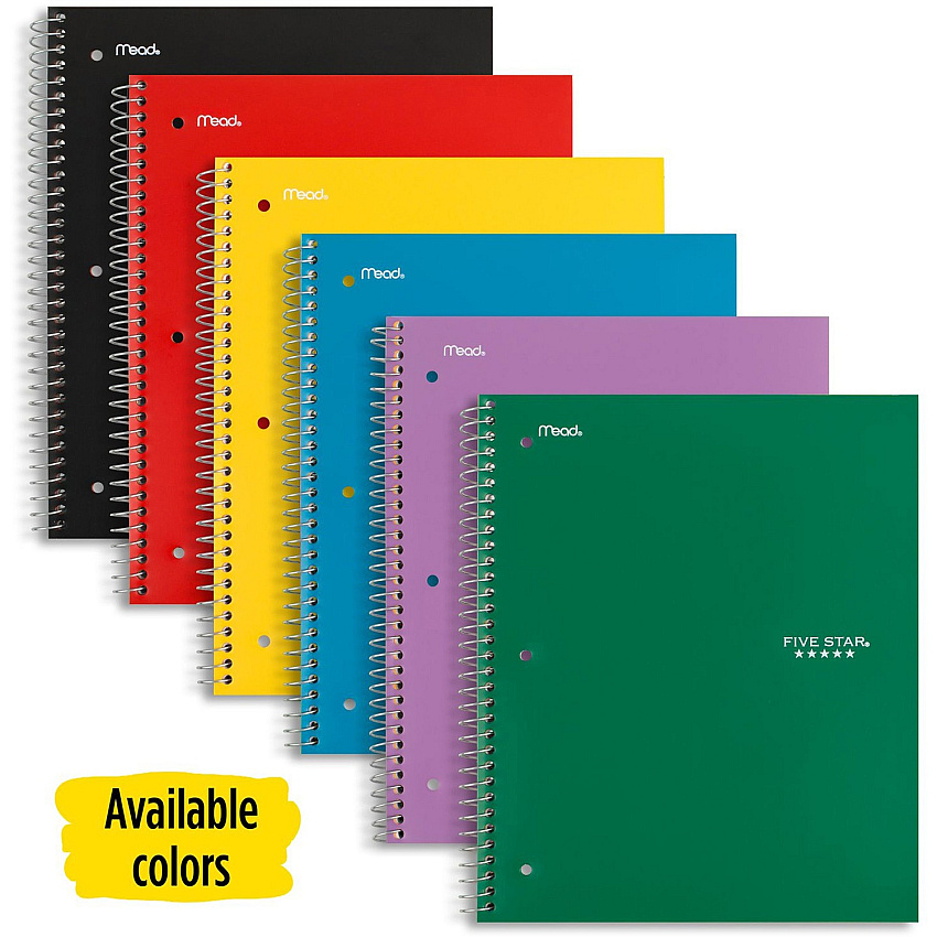 Five Star Wirebound Wide Rule 1-Subject Notebook (MEA05200)