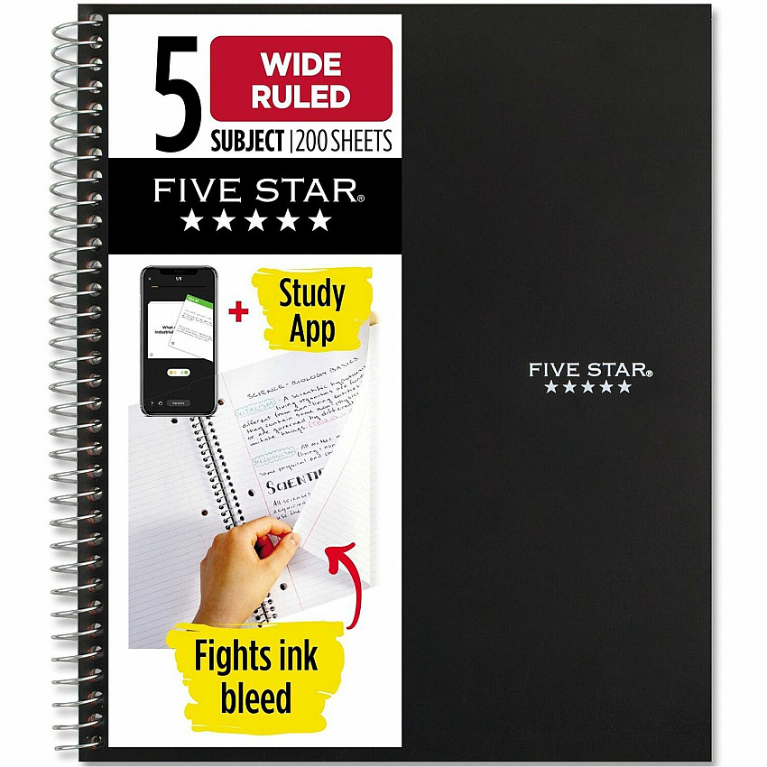 Five Star Wirebound Black 5-subject Notebook (MEA72045)