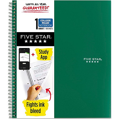 Acco Five Star College Ruled 1 - subject Notebook - Letter (MEA72055)