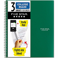 Five Star College Ruled 3 - subject Notebook - Letter (MEA72067)