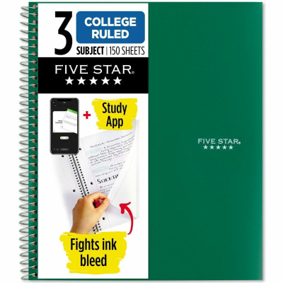 Five Star College Ruled 3 - subject Notebook - Letter (72067)
