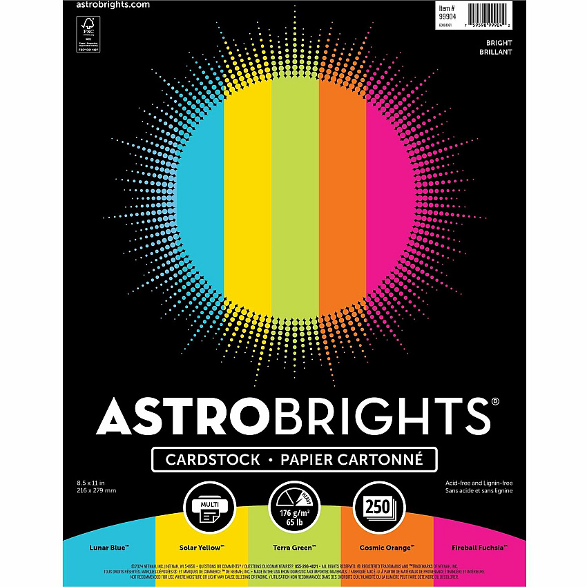 Astrobrights Color Card Stock - 5 Assorted Colours (WAU99904)